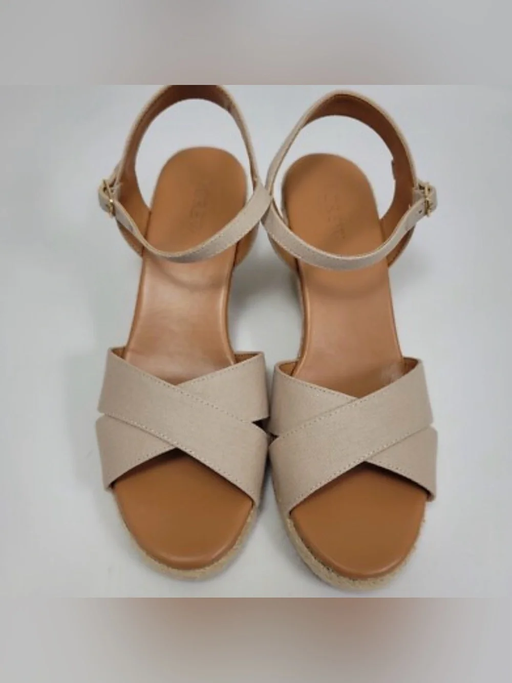 J. Crew Cream Cross-Strap Slingback Wedge Sandals NWOT